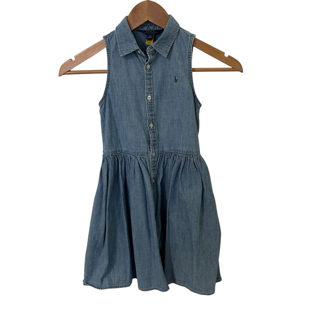 Polo Ralph Lauren Girls Denim Sleeveless Button Front Dress Size 6X